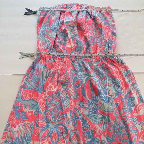 Lilly Pulitzer Windsor Summer Siren‎ Pink Sun Ray Seashell Strapless Dress SMALL - Picture 5 of 8